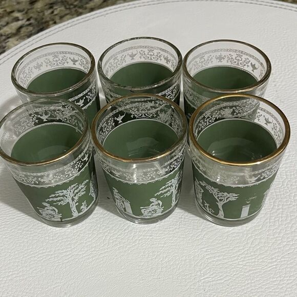 Wedgwood Grecian Hellenic Green and White Decorative Shot Glass Set (6) 1950-60 - Picture 4 of 5